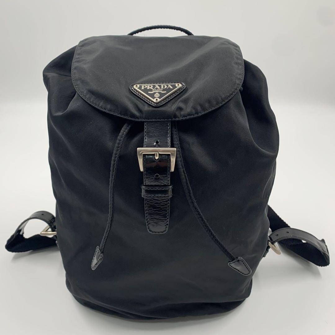 PRADA Nylon Drawstring Backpack Triangle Silver L… - image 22