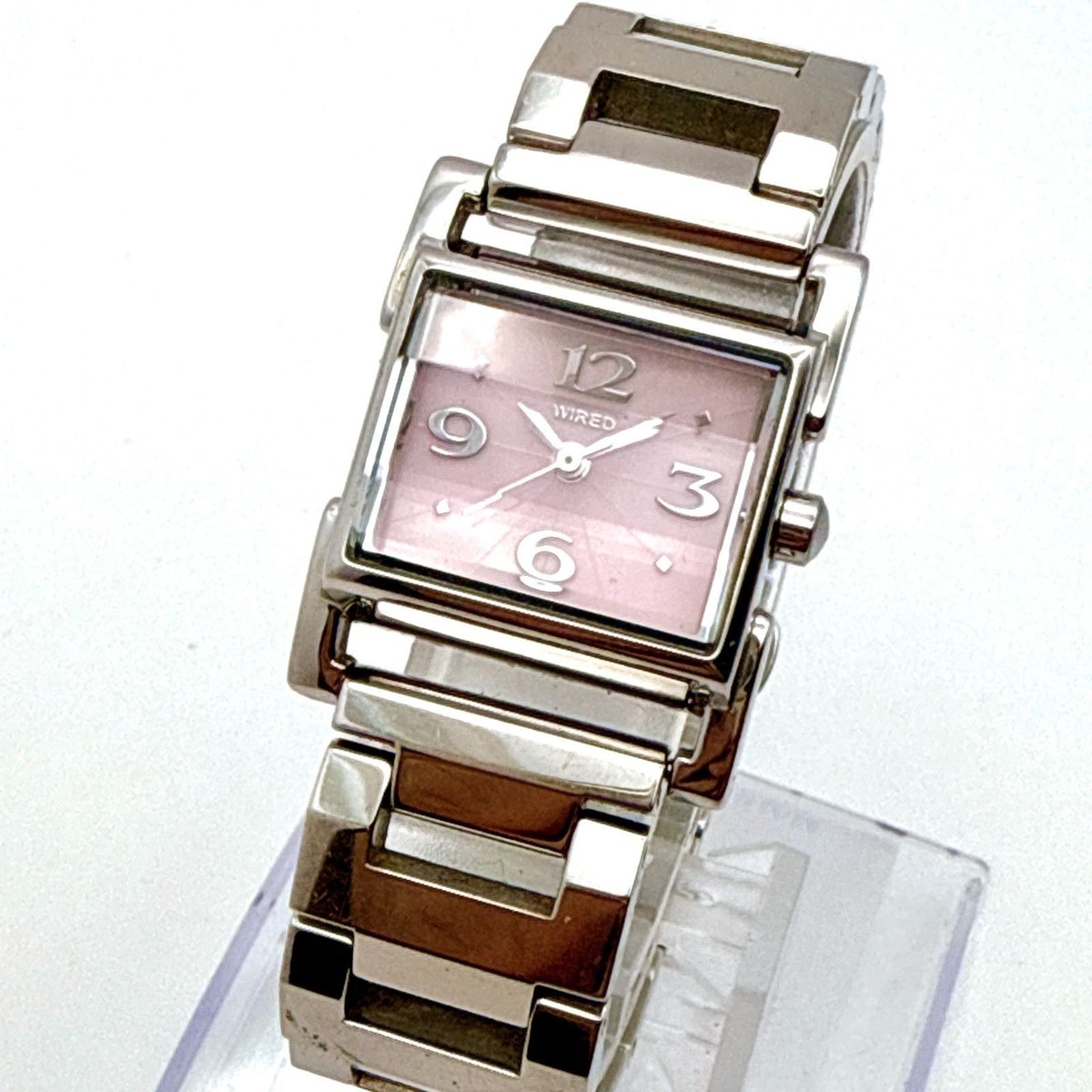 SEIKO WIRED Ladies Watch Sakura Pink Dial Rectangular Case 1N01