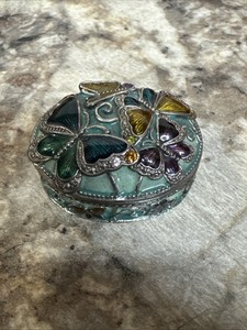Vintage Monet PillBox Butterfly Oval Box Trinket Box Pill Box