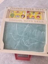 Tarjetas de pizarra vintage 1972 Fisher Price School Days escritorio centro de aprendizaje #255