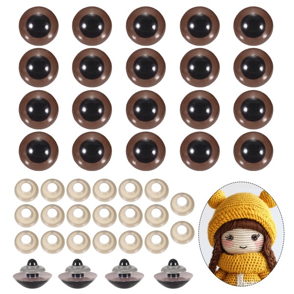 FüR 30Mm Sicherheitsaugen, 20 StüCk Realistische Puppen-HäKelaugen Braun-image