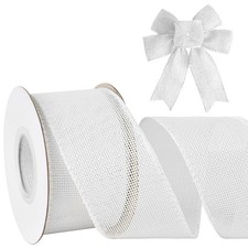 White Wired Ribbon - Upgraded 2" Burlap