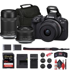 Canon EOS R50 Mirrorless Camera with 18-45mm and 55-210mm Lenses 64GB Card 