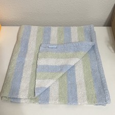 Carter's Chenille Striped Baby Blanket Lovey Lovie Blue Green White Blankie