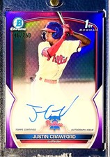 Justin Crawford Bowman 1st Auto Baseball Card Auto Autograph Sports Collectible