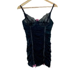 Fredericks Of Hollywood Sheer Lingerie Cami Top Black Size L Coquette Underwire