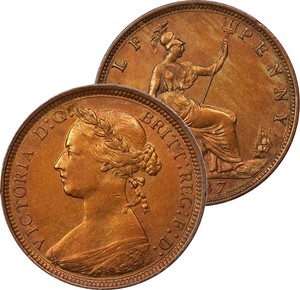 1887-UK-GREAT-BRITAIN-HALF-PENNY-COIN-RED-CHOICE-BU-UNC-MS
