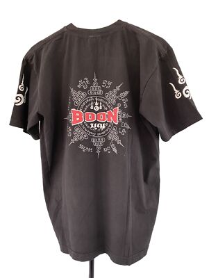 Boon Muay Thai Mens Shirt XL Black Cotton Kickboxing MMA Thailand Tee