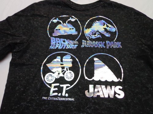 Universal Black Kids T Shirt Jaws ET Back To Future Jurassic Park Graphic Large - Picture 2 of 7