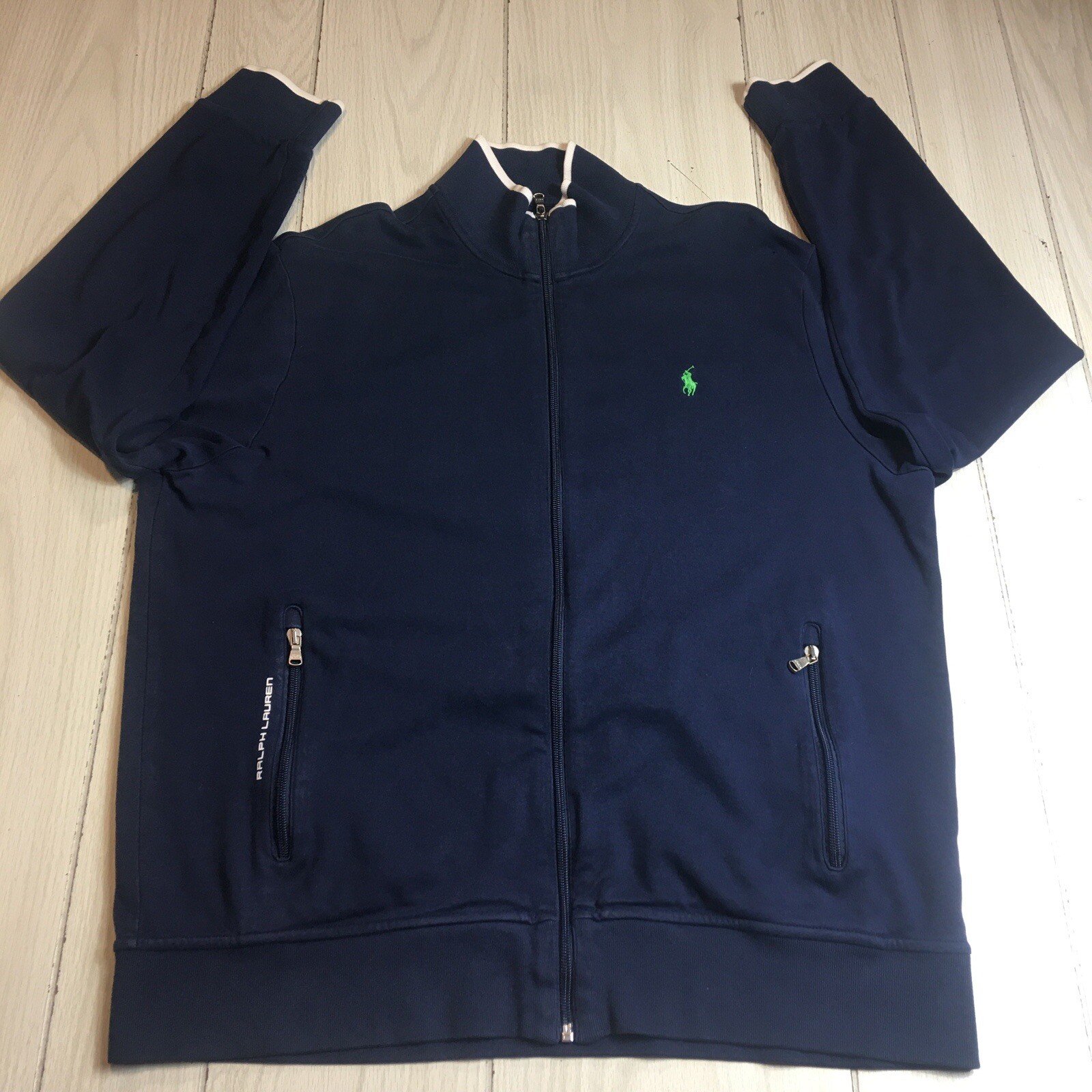 Polo Ralph Lauren Jacket Mens XL Navy Blue Full Zip Sweatshirt  Jacket READ…