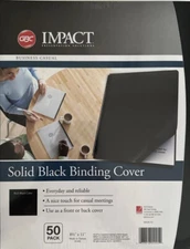 GBC IMPACT  Business Casual Solid Black Binding Cover 8 1/2" x 11" -50 Pack