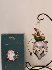 Blue Sky Heather Goldminc Santa Sleigh Christmas Ornament with Box and Tag