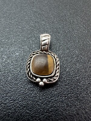 Sterling Silver Tiny Tiger Eye Pendant 