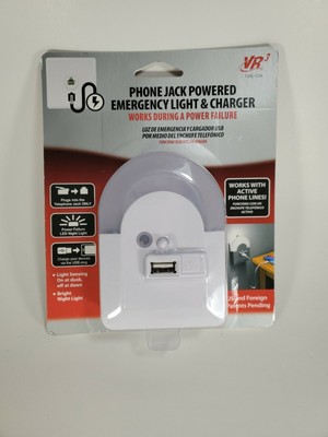 VR3 Phone Jack Powered Emergency Night Light and Charger phone line needed NEW