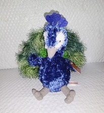 Aurora PERRY the Peacock Blue Green Feathered 8in Plush Bird Animal NWT 2019