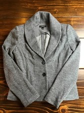 Ann Taylor Jacket, Women's Size 8, Gray, Wool Blend, Shoulder Pads