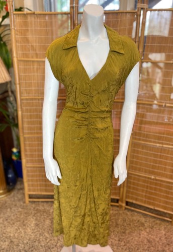 Zara Woman DRAPED JACQUARD MIDI DRESS VNeck Ruched Collared Shirt Bodycon Party - Foto 2 di 6