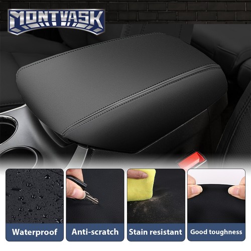 Leather Console Lid Armrest Cover Black Stitch Fit For 2011-2018 Ford Explorer - Foto 10 di 12