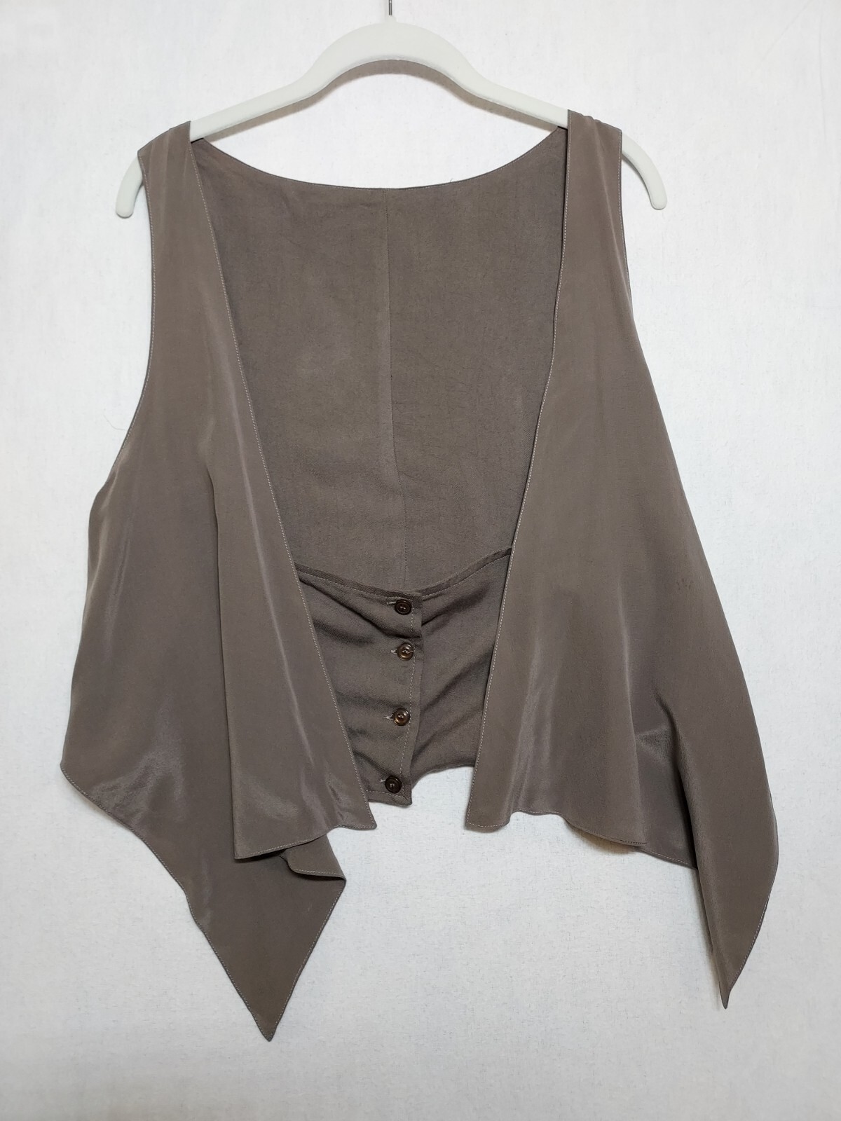 NWT Bat Wing Vest Whimsy Hazel Brown Button Front Asymmetrical