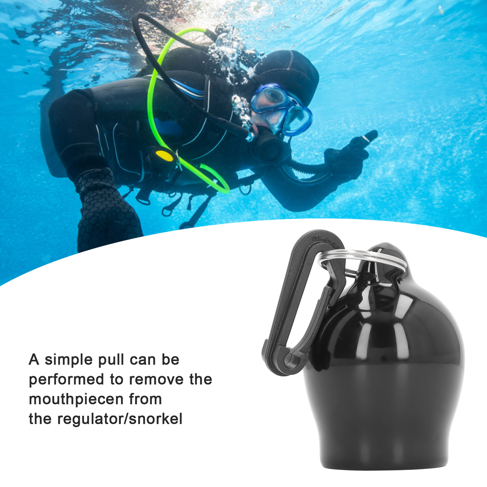 Scuba Diving Skum Ball Regulator Mouthpiece Cover With Clip Scuba Dive