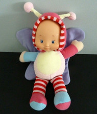 Y9. DOUDOU LOGITOYS POUPEE PAPILLON LUCIOLE ROSE VIOLET MAUVE BLEU RAYE 22c TTBE