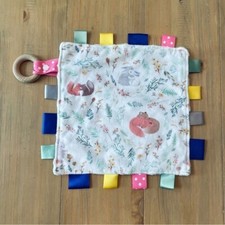 Lovey Security Blanket Woodland Sensory Soother Tags Wood Ring Teether Baby