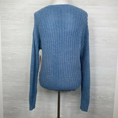 Crave Fame Women's Blue Long Sleeve Fuzzy Sweater Size Medium B4 - Picture 2 of 5