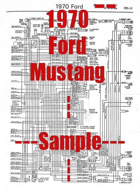 1970 Ford Mustang Full Car Wiring Diagram *High Quality Printed Diagram