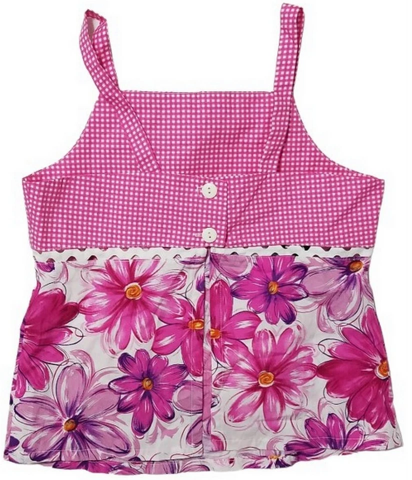 Sweet Potatoes Big Girl 花卉方格背心(L/10-12 岁)美国制造 — 第 2/4 张图片