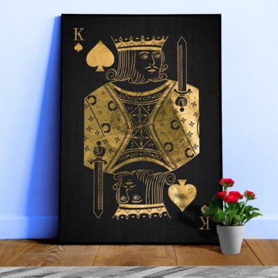 King Pikes poker poster   Golden playing cards print, aesthetic wall art, gamer