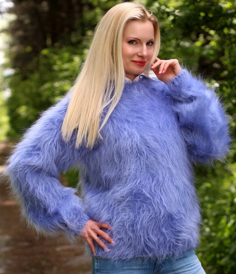 Suéter mohair difuso cuello redondo diseñador grueso tejido a mano SUPERTANYA Foto 2 de 4