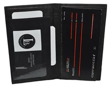 Leatherboss Genuine Leather Hand Crafted Checkbook Cover with ID Slot, Black