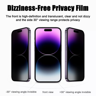 Blickschutz Glas Für iPhone 15 14 Pro Max 13 12 XR Anti Spy Displayschutz Folie