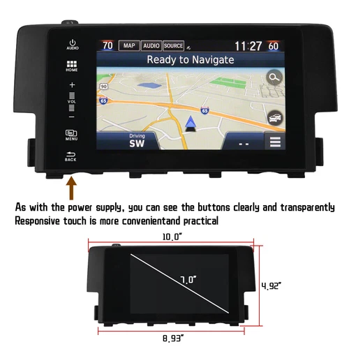 FOR 2016-18 Honda Civic Radio OEM Navigation Display Touch Screen 39710-TBA-A11 - Picture 5 of 23