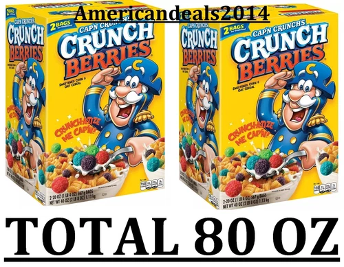 2 PACK - Cap'n Crunch's Crunch Berries Cereal 40 oz Total 80 oz
