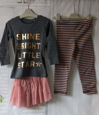 Next Pyjamas Pjs Set Girls 1.5-2 Years Star Top Bottoms & Tutu Skirt Rrp £19