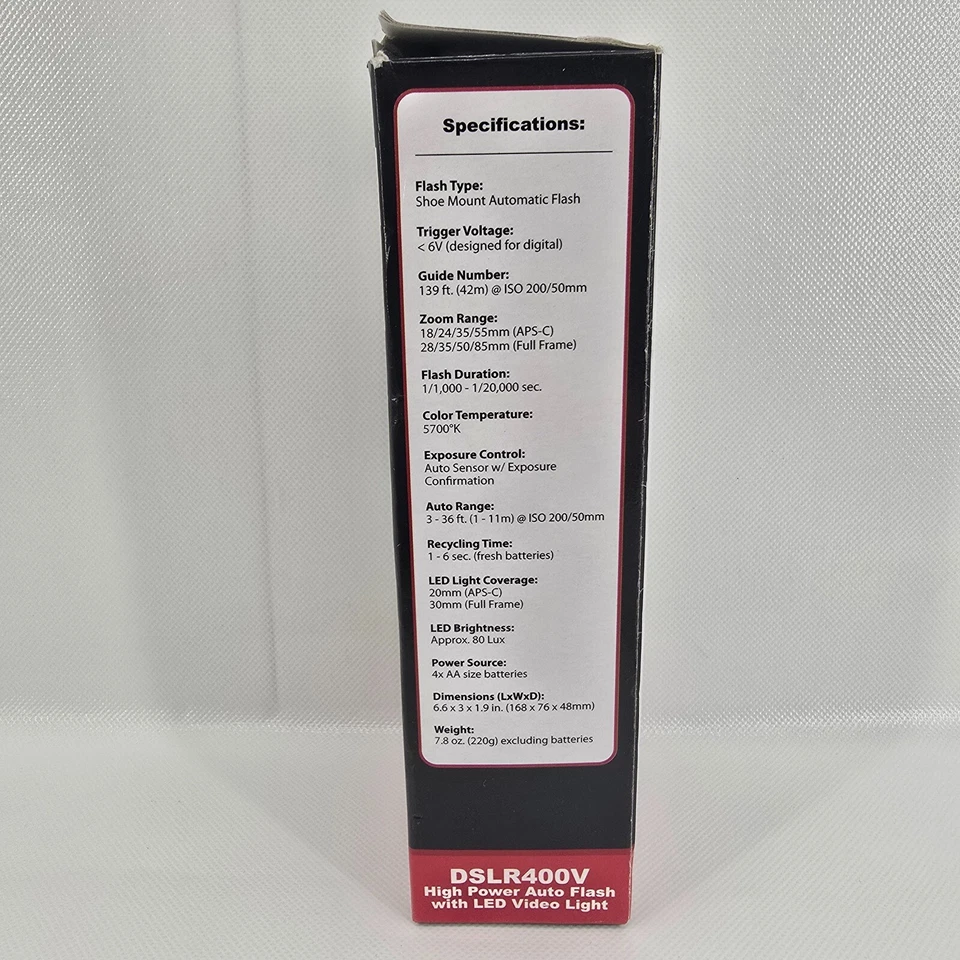 Precision Design DSLR400V Shoe Mount High Power Auto Flash w/LED Video Light - Image 4 of 4