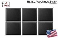 6 PACK Soundproofing Acoustic BEVEL Foam Tiles Wall Panels 12" X 12" X 2" USA