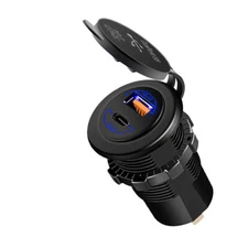 Car Truck Quick Charger Socket QC 3.0 USB 4.0 PD Dual Power Outlet Waterproof