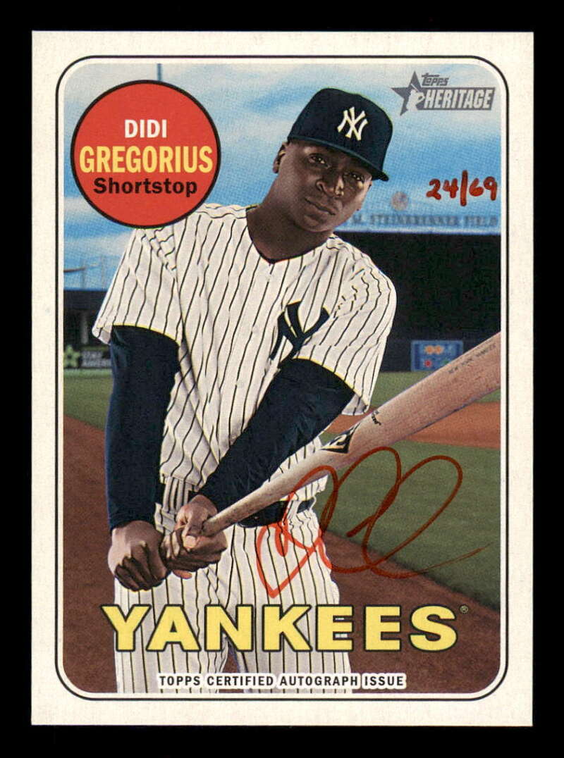 2018 Topps Heritage Real One Autograph/Auto Red Ink 24/69 Didi Gregorius Yankees
