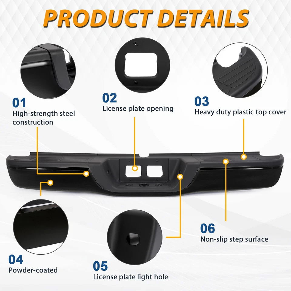 Conjunto de parachoques trasero completo de acero negro para Toyota Tundra 2000-2005 2006 Foto 2 de 4