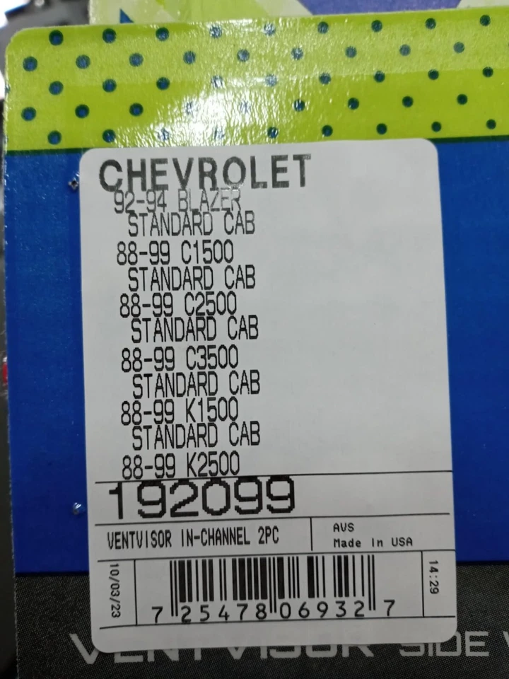 Protectores de lluvia AVS viseras de ventilación en canal para 88-98 Chevy GMC C1500 K1500 OBS 2 puertas Foto 3 de 4