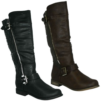 ladies long biker boots