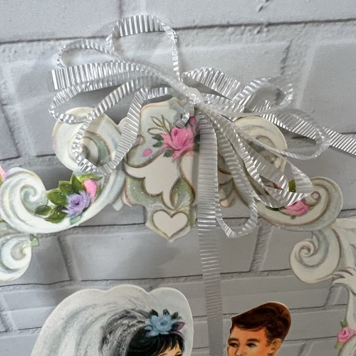 Vintage 1960’s Bride Groom Wedding Paper Centerpiece Full Skirt Ephemera - Picture 19 of 21