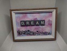Handmade Word Art Scrabble Letters,  Framed, Dream, Sleep, Bedroom Decoration