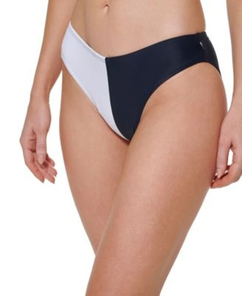Tommy Hilfiger Womens Large Colorblock V-Cut Swim Bikini Bottoms Blue $58 1909 - Image 3 of 4