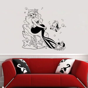 Mermaid Fairies Cartoon Quote Kids Vinyl Art Sticker Home Room Wall Decals