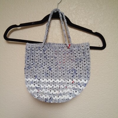 Handcrafted Crocheted Plarn Small Tote Bag Original Unique