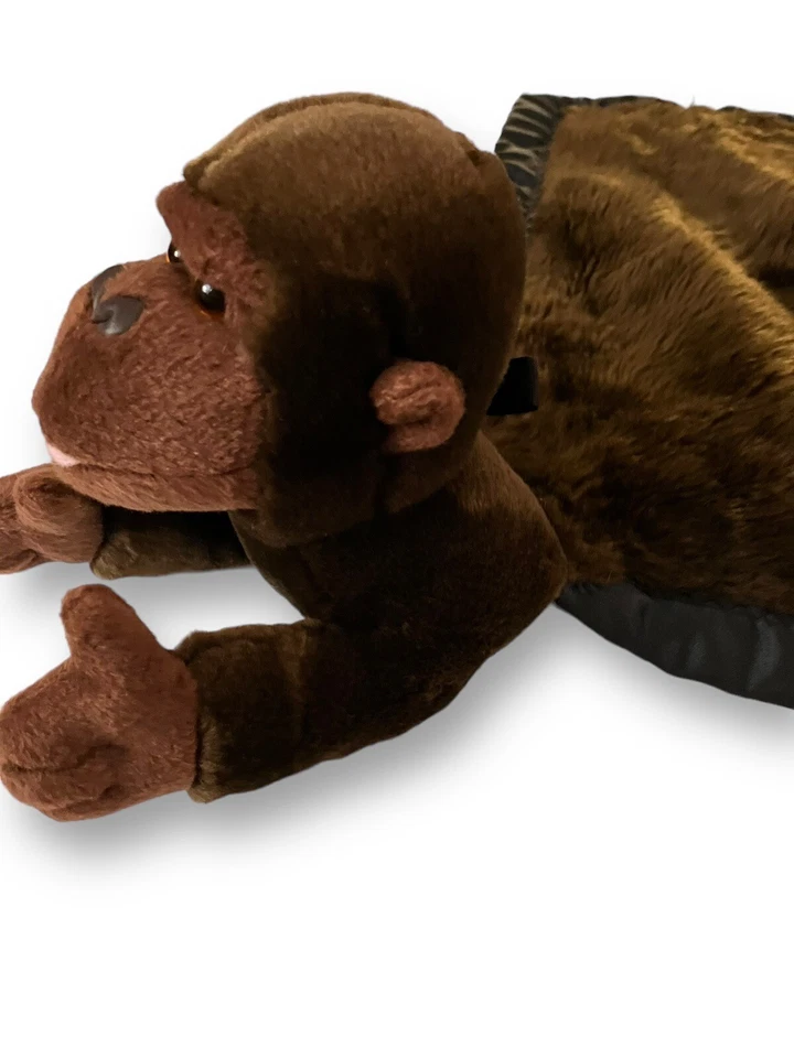 Manta de seguridad de felpa My Banky Justin Gorilla 15x15 bordes satinados Lovey Monkey Foto 4 de 4