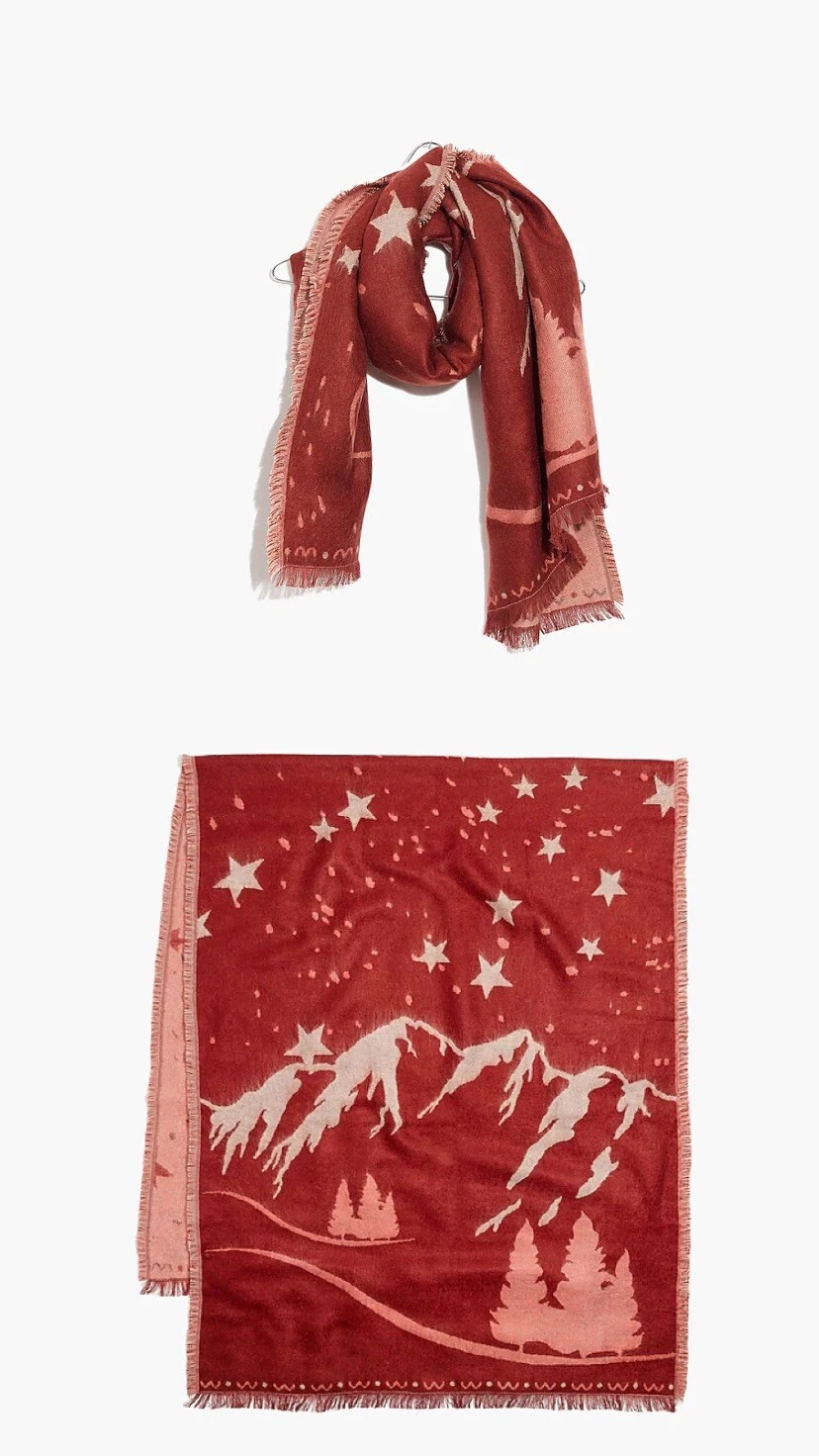 Madewell Starscape Scarf A Cozy Jacquard Scarf Woven With A Mountain 70L X28W